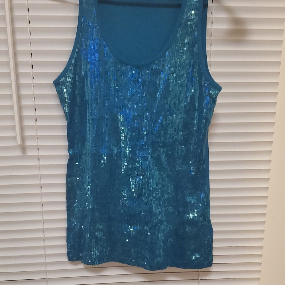 Sequin Blue Tank Top